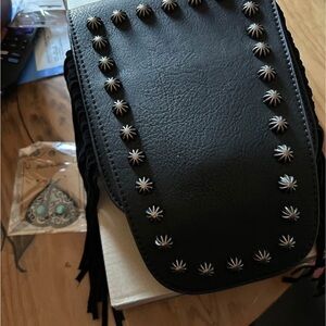 Montana West Black Studded Crossbody Bag